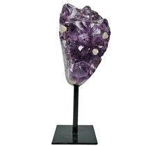 Amethyst on metal base, 15 cm and 590 grams