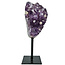 Amethyst on metal base, 15 cm and 590 grams