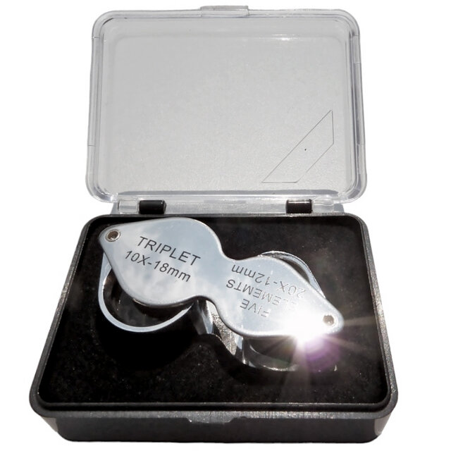 Double magnifying glass, 10x 18mm and 20x 12mm Double magnifying glass, 10x 18mm and 20x 12mm