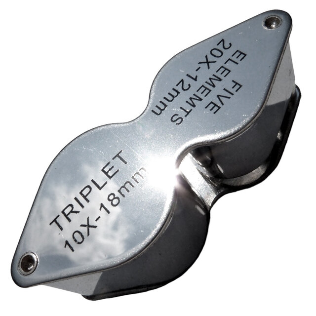 Double magnifying glass, 10x 18mm and 20x 12mm Double magnifying glass, 10x 18mm and 20x 12mm