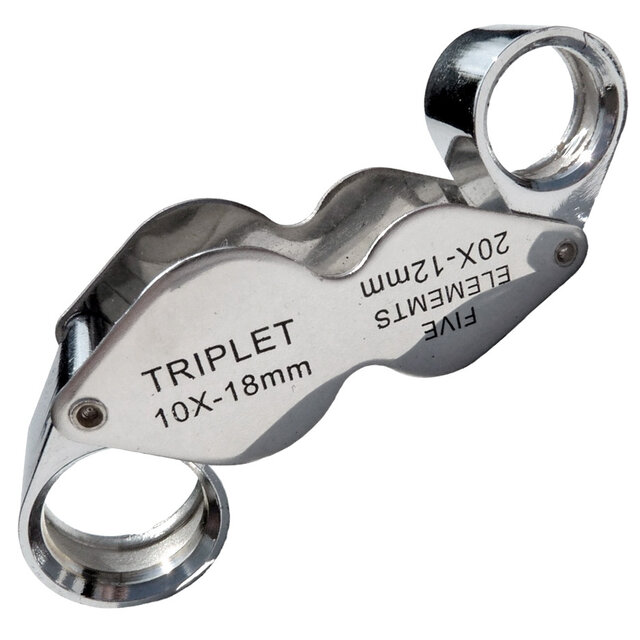 Double magnifying glass, 10x 18mm and 20x 12mm Double magnifying glass, 10x 18mm and 20x 12mm