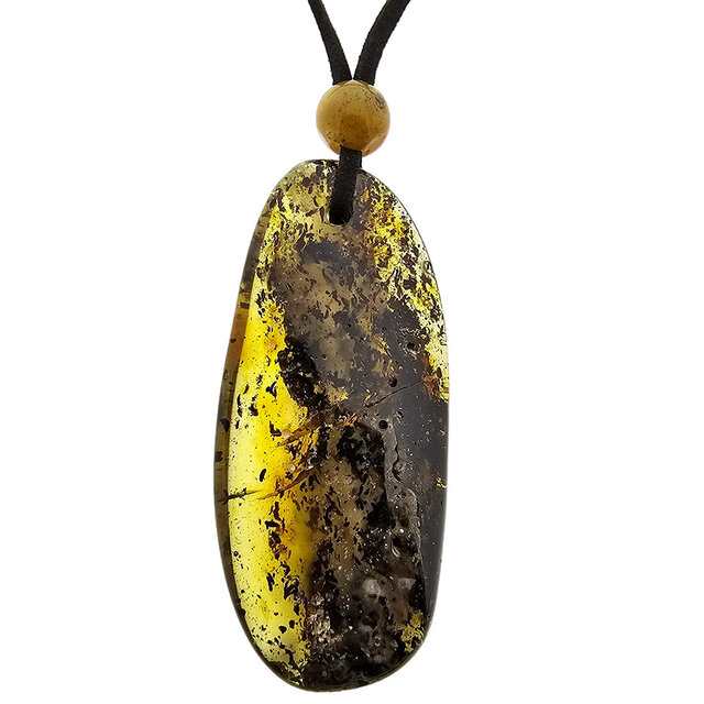 Beautiful pierced Baltic amber pendant with cord Beautiful pierced Baltic amber pendant with cord