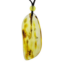 Beautiful pierced Baltic amber pendant with cord