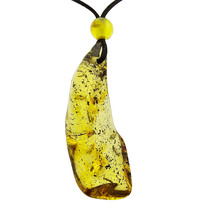 Beautiful pierced Baltic amber pendant with cord