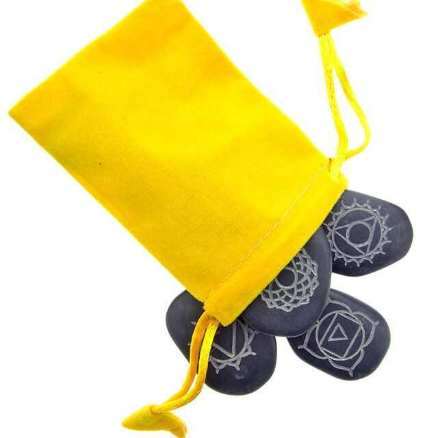 Hot Stone chakra set, 7 stenen Hot Stone chakra set, 7 stenen