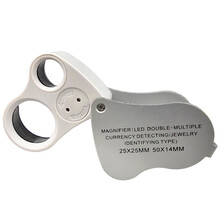 Double magnifying glass with LED