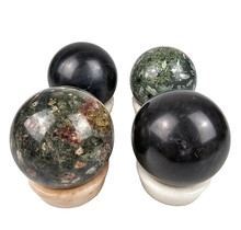 Gemstone sphere discount set with natural stone holders