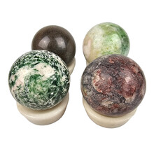 Gemstone sphere discount set with natural stone holders