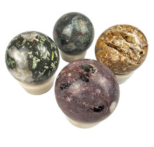 Gemstone sphere discount set with natural stone holders