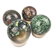 Gemstone sphere discount set with natural stone holders