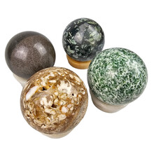 Gemstone sphere discount set with natural stone holders