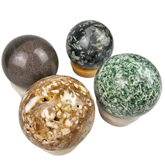 Gemstone sphere discount set with natural stone holders Gemstone sphere discount set with natural stone holders