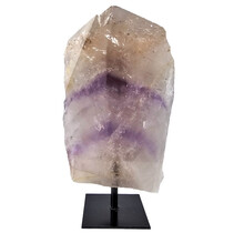 Phantom amethyst on metal base, 17 cm and 725 grams