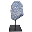 Beautiful blue quarz on metal stand, 725 grams and 17 cm