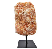Orange calcite on stand, 960 grams and 17 cm