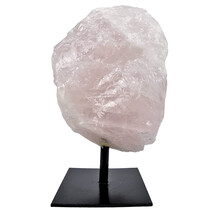 Rose quartz on metal stand,  770 grams  and 13 cm