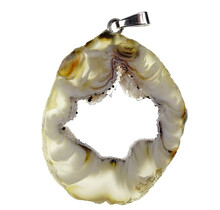 Beautiful geode pendant with silver eye