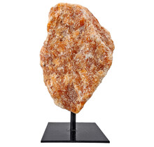 Orange calcite on stand, 965 grams and 14 cm