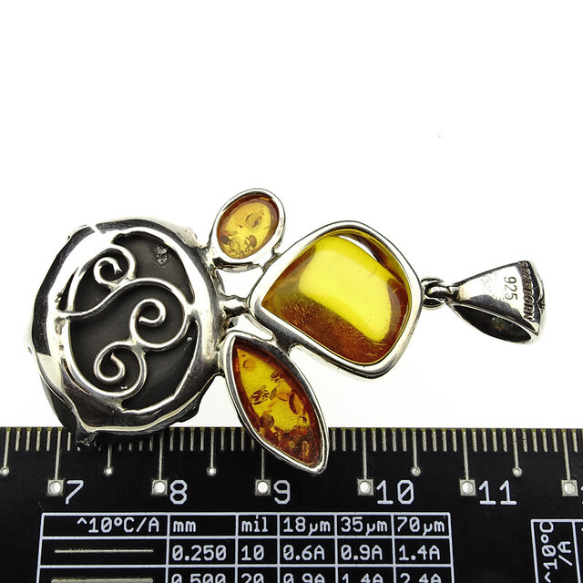 Baltic amber pendant with ammonite