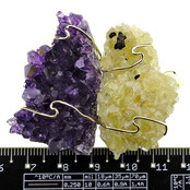 Pendant of rough heated and natural amethyst. The pendant is goldplated