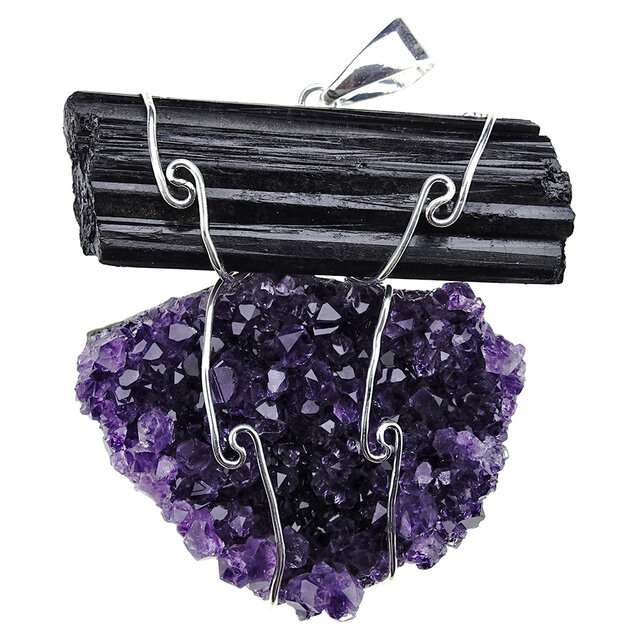 Anhänger  Amethyst mit Turmalin