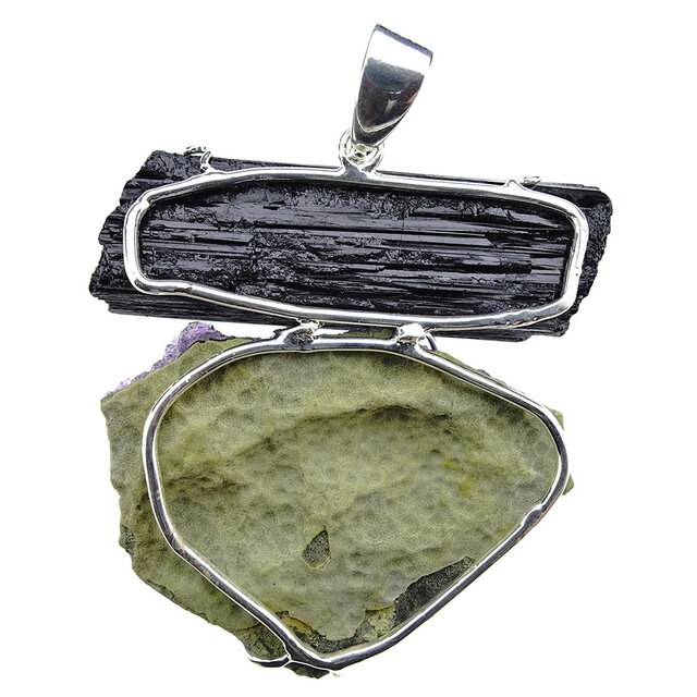 Anhänger  Amethyst mit Turmalin