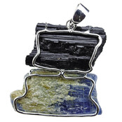 Pendant of tourmaline and kyanite