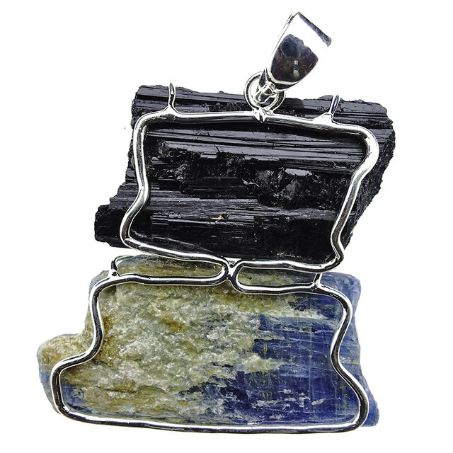 Pendant of tourmaline and kyanite