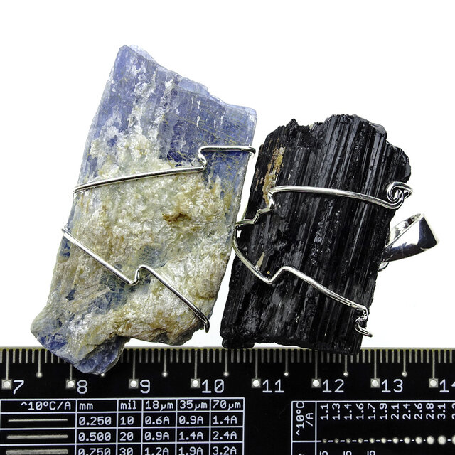 Pendant of tourmaline and kyanite