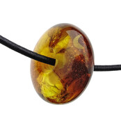 Baltic amber donut pendant with embedded wasp