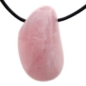 Drilled rose quartz pendant