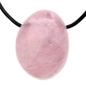 Drilled rose quartz pendant