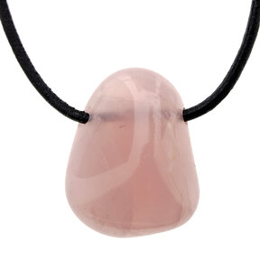 Drilled rose quartz pendant
