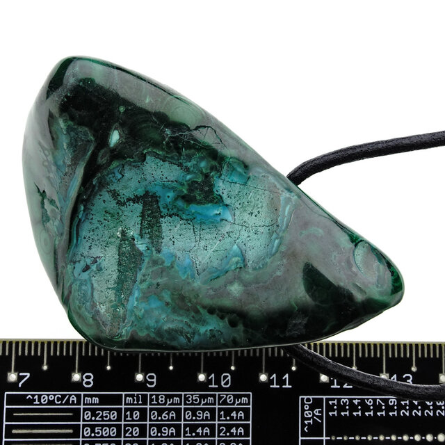 Mooie doorboorde hanger van  chrysocolla uit Congo