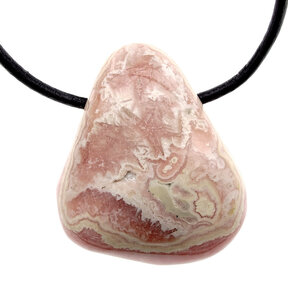 Drilled rhodochrosite pendant