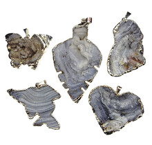 5 silver-plated chalceony pendants from Uruguay