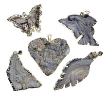 5 silver-plated chalceony pendants from Uruguay