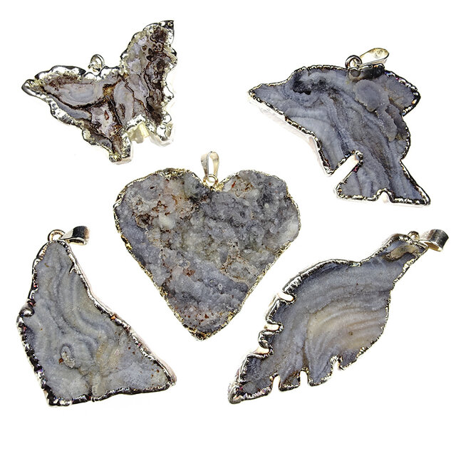 5 silver-plated chalceony pendants from Uruguay