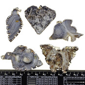 5 silver-plated chalceony pendants from Uruguay