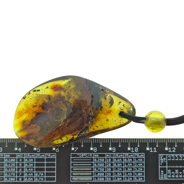 Beautiful pierced Baltic amber pendant with cord