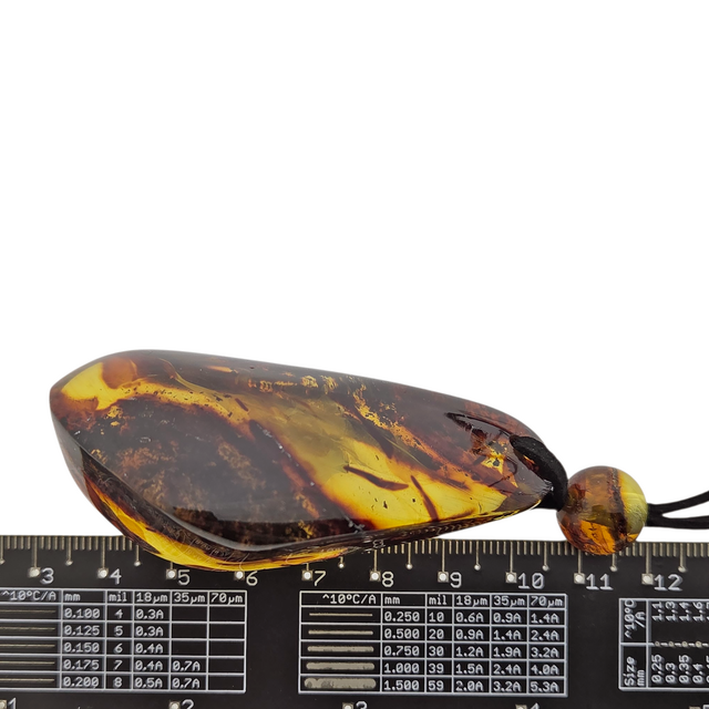 Beautiful pierced Baltic amber pendant with cord