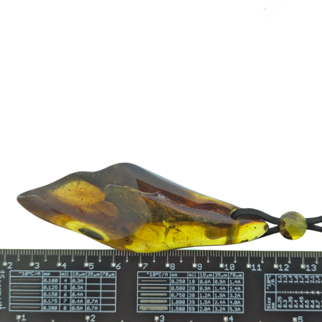 Mooie doorboorde hanger van Baltisch barnsteen met koord