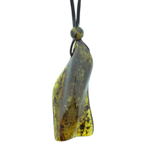 Beautiful pierced Baltic amber pendant with cord