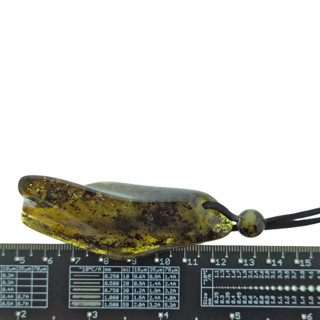 Beautiful pierced Baltic amber pendant with cord