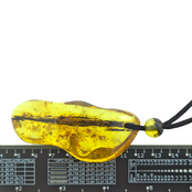 Beautiful pierced Baltic amber pendant with cord