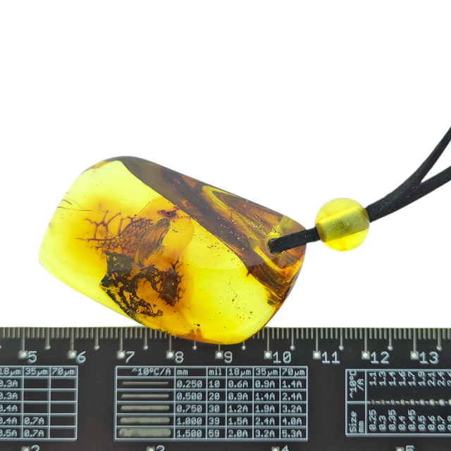 Beautiful pierced Baltic amber pendant with cord
