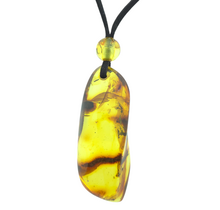 Beautiful pierced Baltic amber pendant with cord