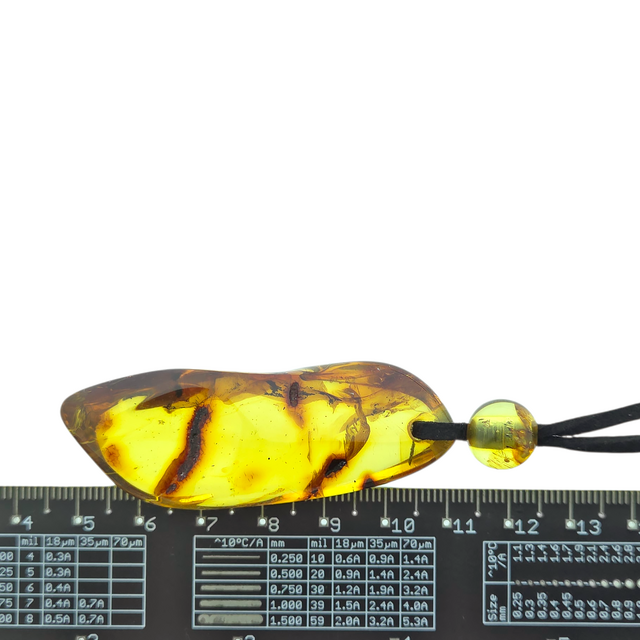 Beautiful pierced Baltic amber pendant with cord