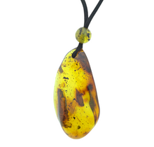 Beautiful pierced Baltic amber pendant with cord