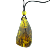 Beautiful pierced Baltic amber pendant with cord